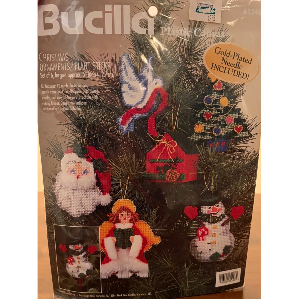 NIP Vintage Bucilla Christmas Ornaments Plant Sticks Kit 61248